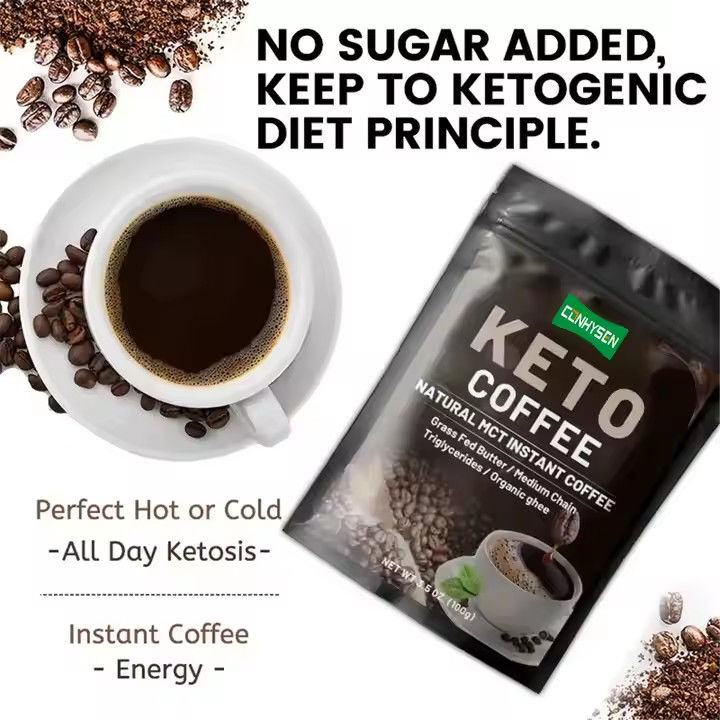 Nhãn hiệu riêng Keto Slimming Coffee Lose Weight Chế độ ăn uống Kiểm soát MCT Thay thế bữa ăn Thực phẩm ngay lập tức