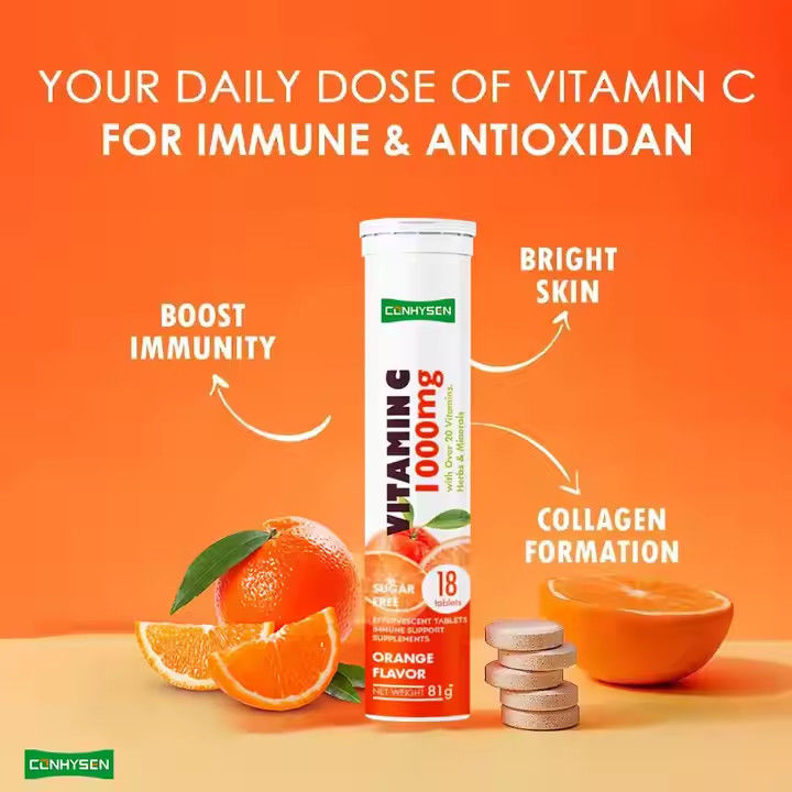 OEM ODM Vitamin C Bảng thuốc sôi 1000mg Hơn 20 vitamin thảo mộc khoáng chất Hỗ trợ miễn dịch