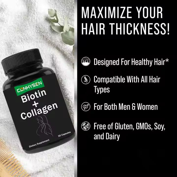 OEM thực vật chiết xuất collagen Biotin viên nang Keratin bổ sung cho tóc và da khỏe mạnh