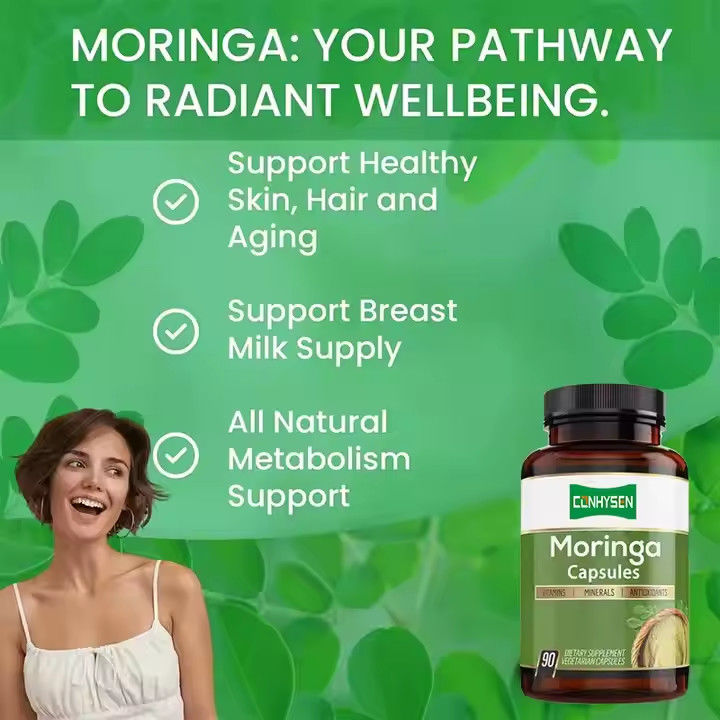 Custom Flavor Pure Organic Moringa Capsules cho hệ miễn dịch & tăng cường năng lượng
