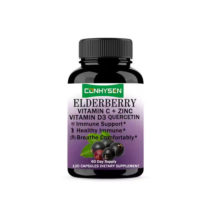 Các viên nang Elderberry với Vitamin C D3 Zinc Quercetin cho người lớn hỗ trợ miễn dịch