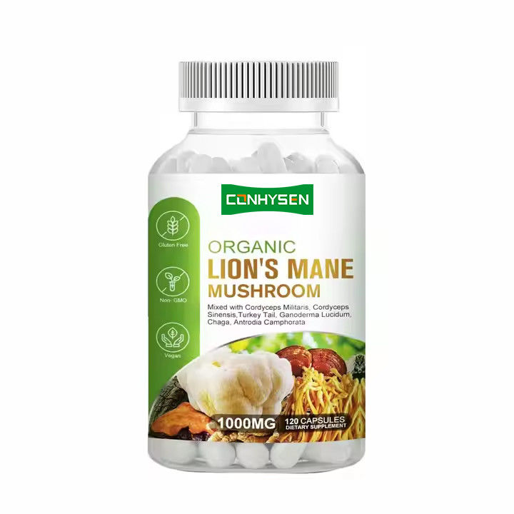 OEM Organic Lion's Mane Capsules with Turkey Tail Supplement hỗ trợ trí nhớ