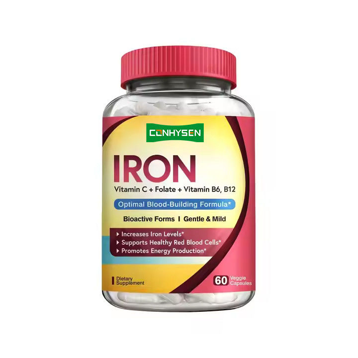 Các viên nang sắt với vitamin bổ sung hỗ trợ Hồng cầu hình thành 60 viên nang