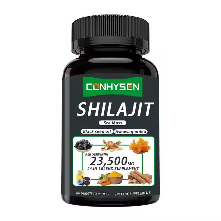 OEM Himalayan Shilajit Capsules Fulvic Acid Khoáng chất Biển Moss Acid Hỗn hợp tự nhiên Tăng năng lượng