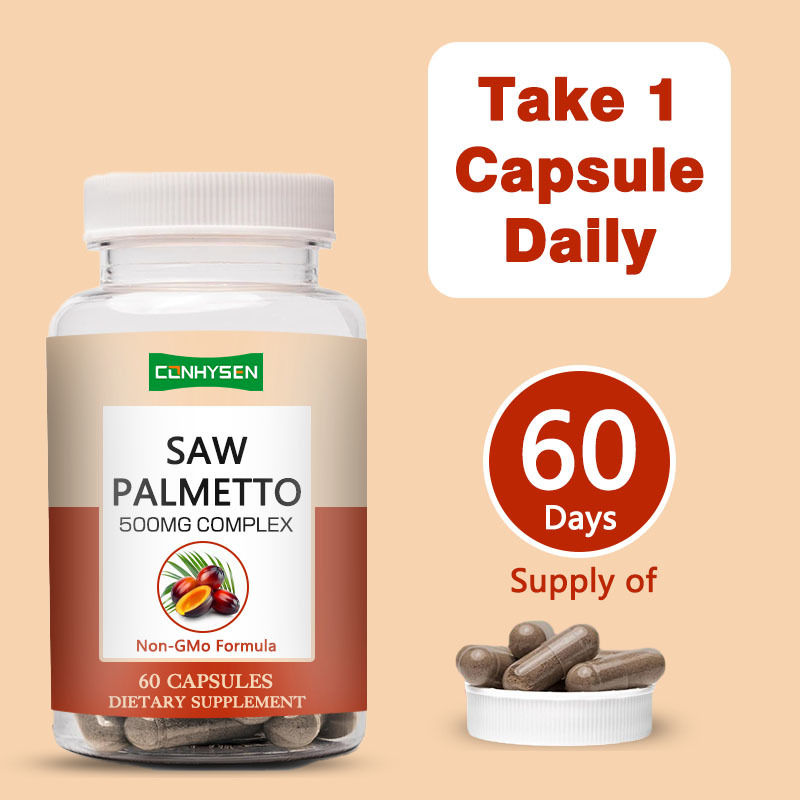 Không biến đổi gen Saw Palmetto viên nang 500mg hỗ trợ phức tạp cân bằng hormone Sức khỏe tóc