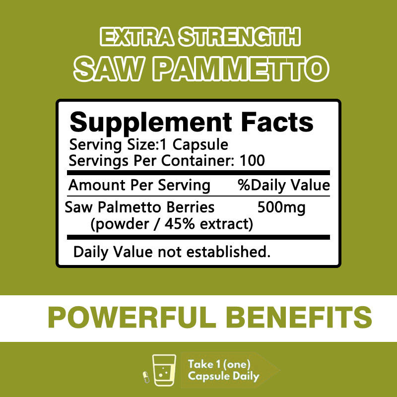 Nhà sản xuất bổ sung Saw Palmetto Capsules Extra Strength For Reduces Hair Loss Hỗ trợ tăng trưởng