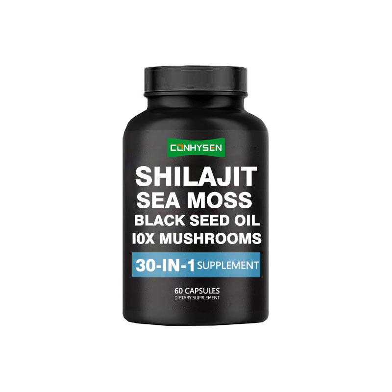 Các viên nang Shilajit với dầu hạt đen của rêu biển bổ sung chế độ ăn uống để hỗ trợ miễn dịch