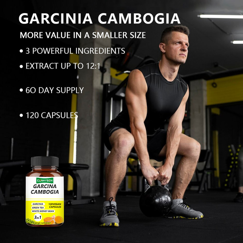 Sản xuất nhà máy Garcinia Cambogia Capsules 3 trong 1 Các thành phần cao cấp Tăng năng lượng