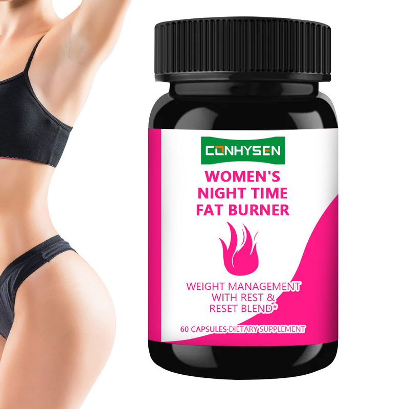 Nhãn hàng riêng Phụ nữ Đêm Thời gian đốt cháy chất béo viên nang với vitamin D hỗ trợ tiêu hóa & phục hồi cơ bắp