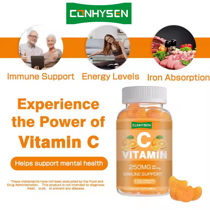 Kẹo dẻo Vitamin C OEM ODM 60 viên Tăng cường hệ miễn dịch Bổ sung Vitamin cho người lớn Kẹo Vitamin C