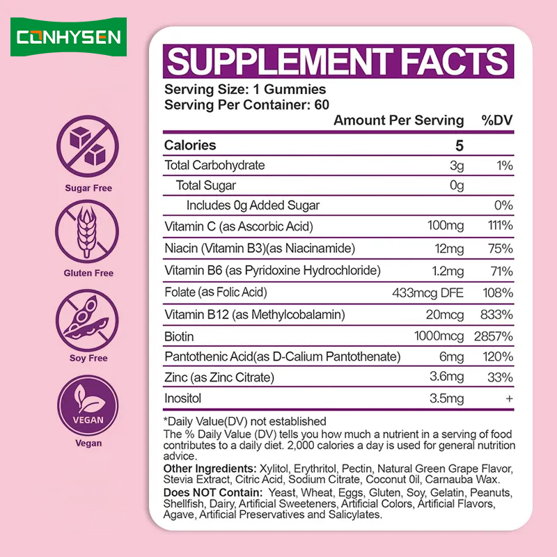 Vitamin B Complex Gummies for Immunity Booster Vitamin C Folate Bổ sung dinh dưỡng Vitamin B