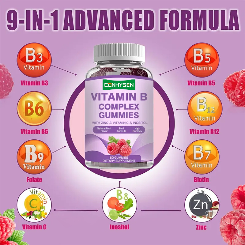 Vitamin B Complex Gummies for Immunity Booster Vitamin C Folate Bổ sung dinh dưỡng Vitamin B