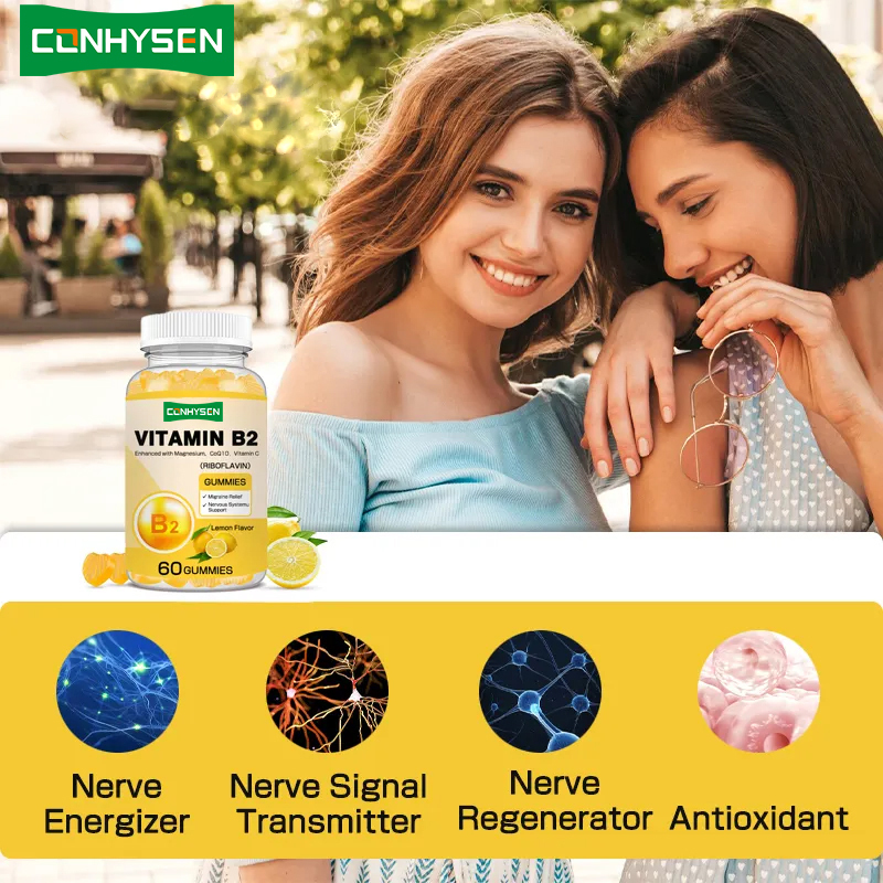 Kẹo dẻo Vitamin B2 Tăng cường trao đổi chất, hỗ trợ da, bảo vệ mắt và tế bào, thân thiện với người ăn chay Riboflavin