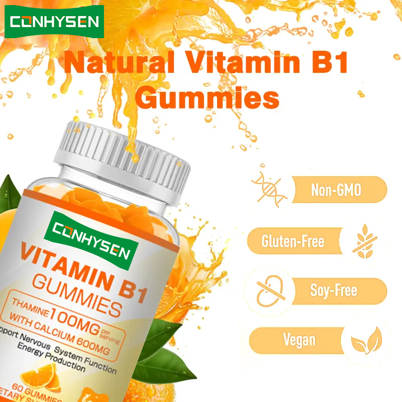 Nhãn hiệu riêng Vitamin B1 kẹo cao su Tăng năng lượng Thúc đẩy sức khỏe tim Thúc đẩy sức khỏe tổng thể