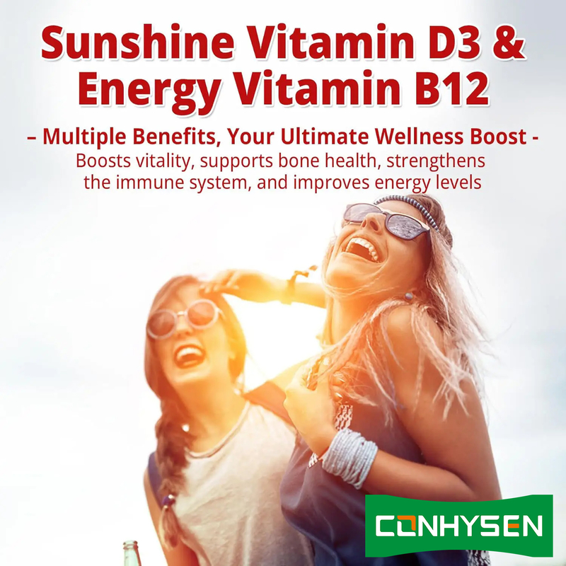 Kẹo dẻo Vitamin D3 B12 không đường trực tiếp từ nhà máy, tăng cường sức khỏe não bộ, sức khỏe tim mạch tổng thể