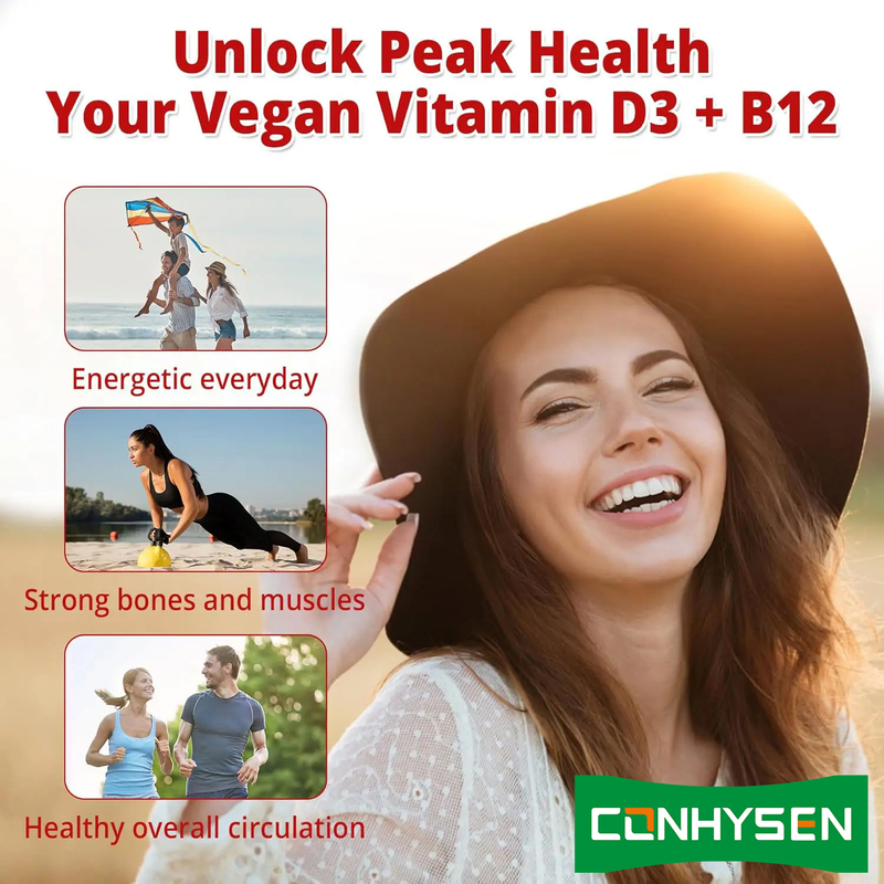 Kẹo dẻo Vitamin D3 B12 không đường trực tiếp từ nhà máy, tăng cường sức khỏe não bộ, sức khỏe tim mạch tổng thể