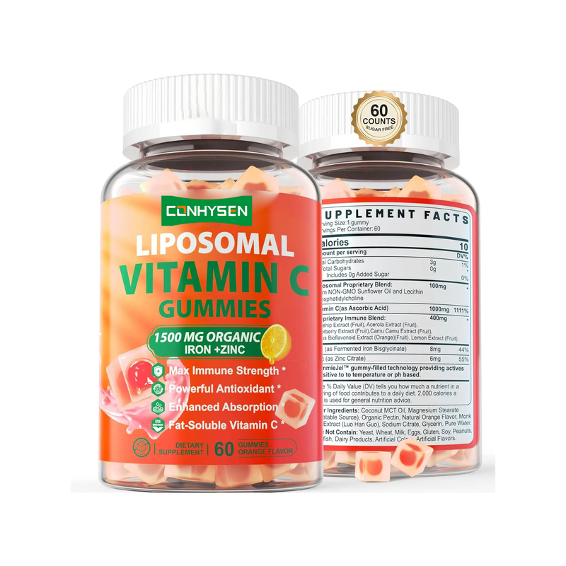 Nhãn hiệu riêng Không đường Organic Iron Zinc Supplement Support Cải thiện sức khỏe da Vitamin C Gummies