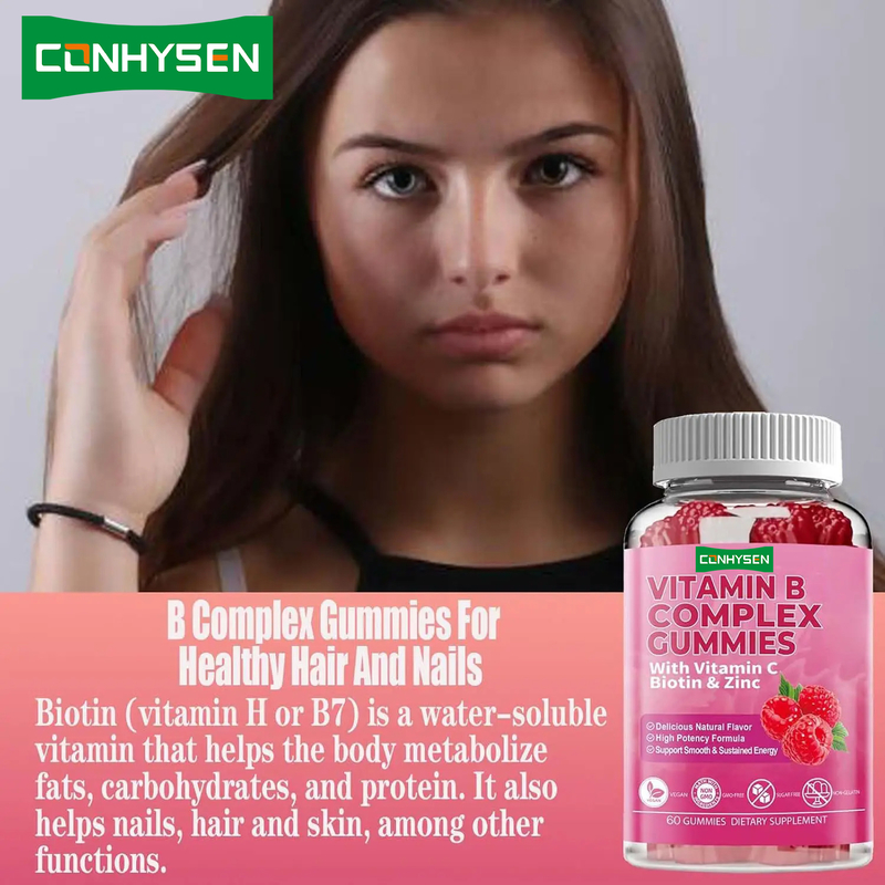 Kẹo dẻo Vitamin B Complex với Vitamin B6 Công thức Tự nhiên Hỗ trợ Hệ miễn dịch khỏe mạnh