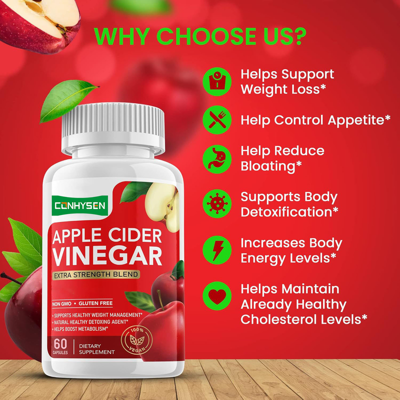 Biochealth OEM Nhãn hiệu riêng Cápsula giấm táo với mẹ Organic ACV viên thuốc giảm cân Detox làm sạch bổ sung
