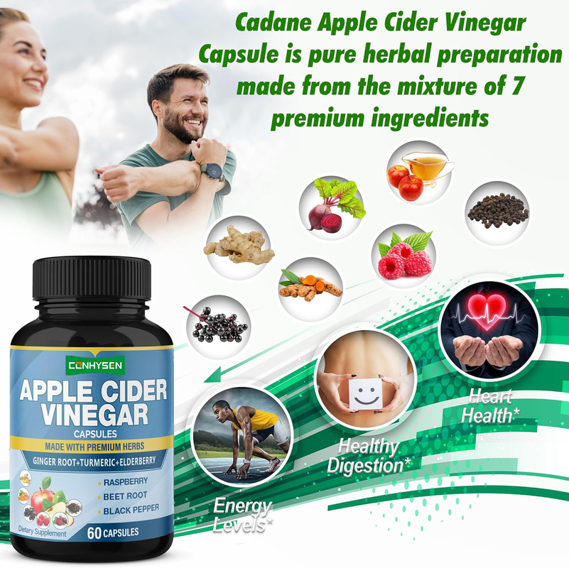 Viên nang giấm táo OEM ODM được làm từ các loại thảo mộc cao cấp Rễ gừng Nghệ Elderberry Hỗ trợ sức khỏe tim mạch & tiêu hóa