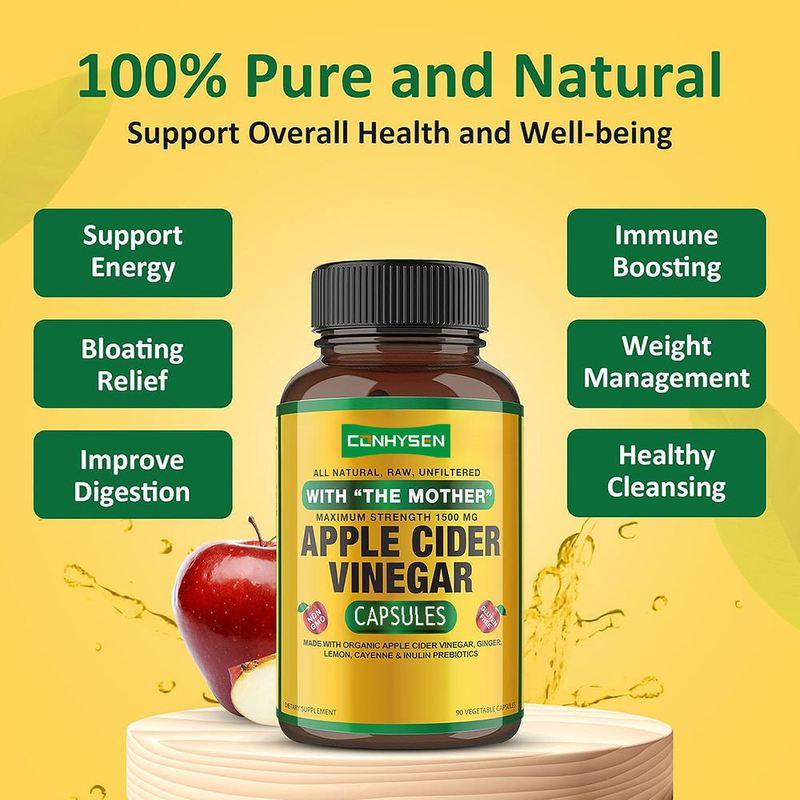 Nhãn riêng Thúc đẩy sức khỏe ruột và ruột Capsule giấm táo Thúc đẩy trao đổi chất và tăng cường miễn dịch Capsule