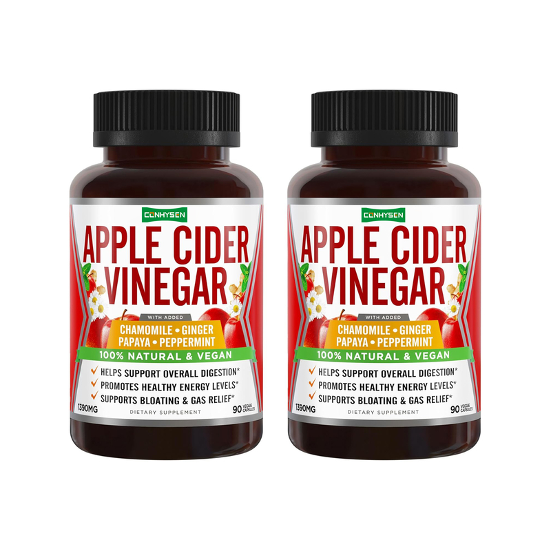 Giấm táo hỗ trợ tiêu hóa viên nang với Ginger Papaya Chamomile Peppermint Bổn giảm phồng lên tự nhiên Tăng năng lượng