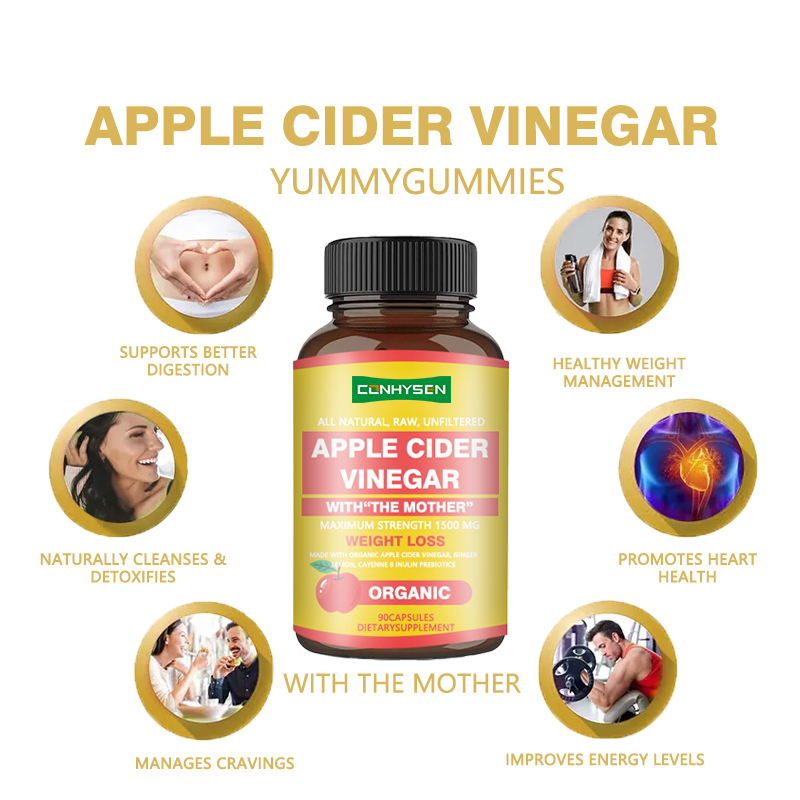 Viên nang giấm táo MOQ thấp với The Mother, hàm lượng tối đa 1500mg, viên nang giảm cân