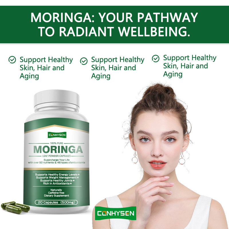 Các viên nang Moringa tùy chỉnh hỗ trợ tuyến tiền liệt khỏe mạnh với bột lá hơn 92 chất dinh dưỡng