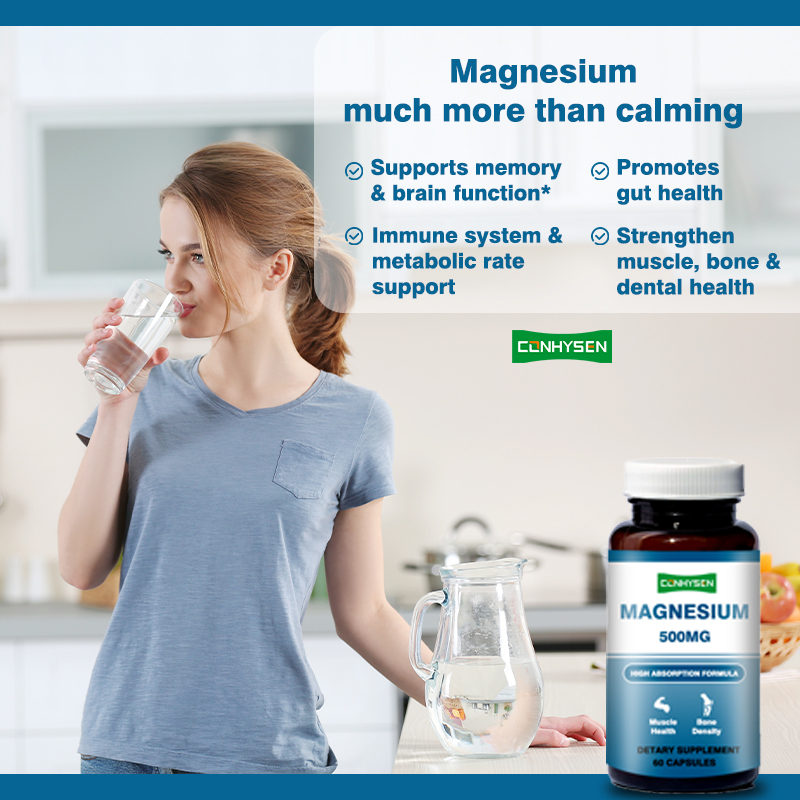 Viên nang magie mang thương hiệu riêng 500mg Hỗ trợ trí nhớ & chức năng não Không biến đổi gen