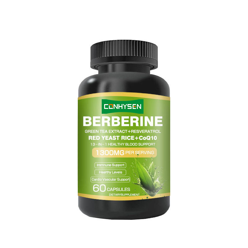 OEM/ODM 1300mg Viên nang Berberine 13 trong 1 hỗ trợ máu khỏe mạnh Bổ sung chiết xuất trà xanh