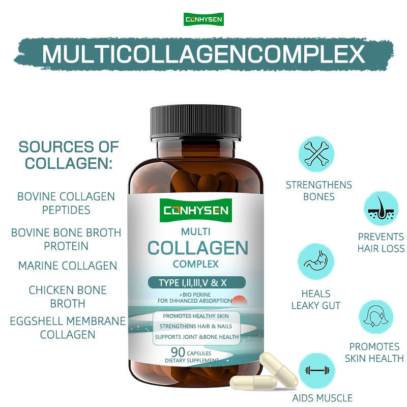 Viên nang phức hợp collagen đa dạng từ nhà máy cung cấp, thực phẩm bổ sung giúp tăng cường tóc và móng