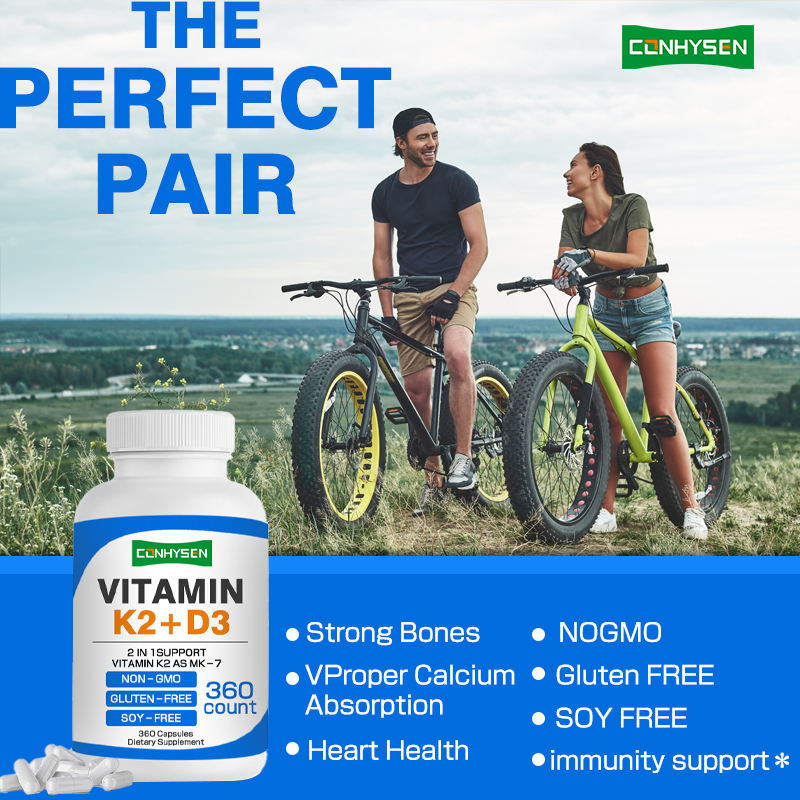 Viên nang Vitamin K2 D3 2 trong 1 tùy chỉnh hỗ trợ tăng cường sức khỏe tim, xương và miễn dịch