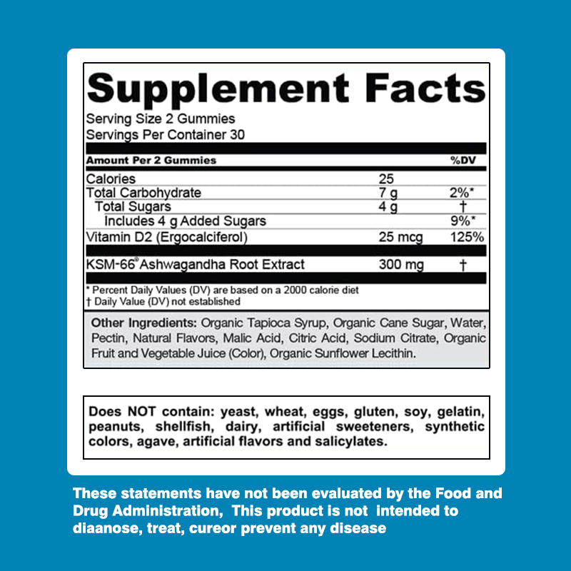 Kẹo dẻo Ashwagandha với Vitamin D2 hỗ trợ miễn dịch, hạn sử dụng 18 tháng