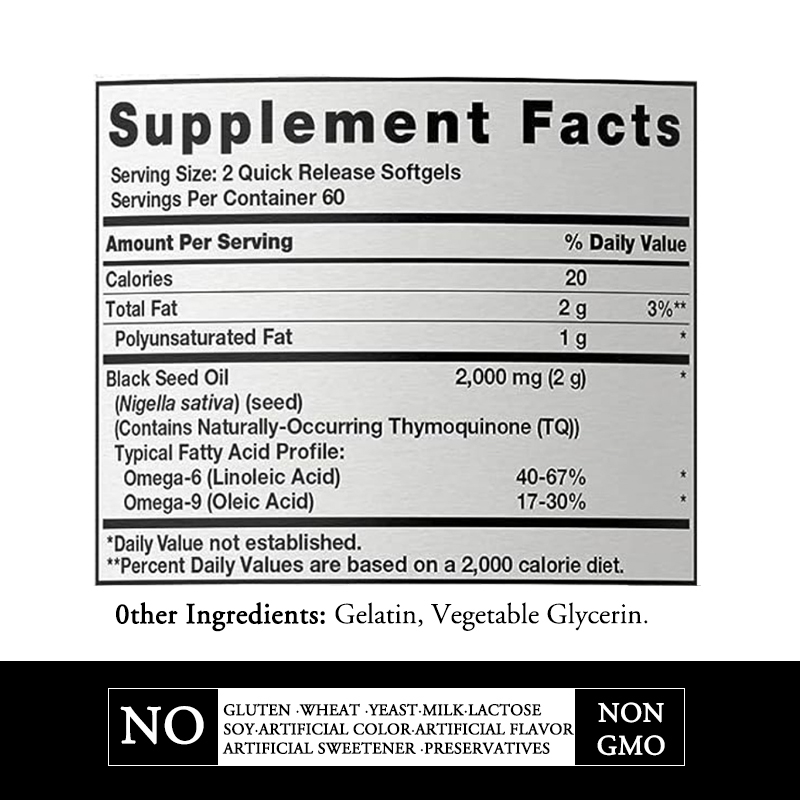 Tùy chỉnh nhà máy Black Seed Oil Softgels để hỗ trợ sức khỏe khớp tim