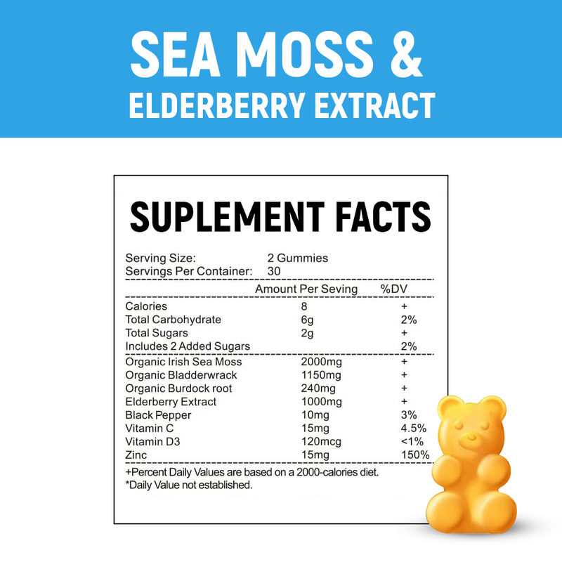 Sea Moss Gummies 8-In-1 Formula Premium Custom Tăng tâm trạng và nhà máy năng lượng
