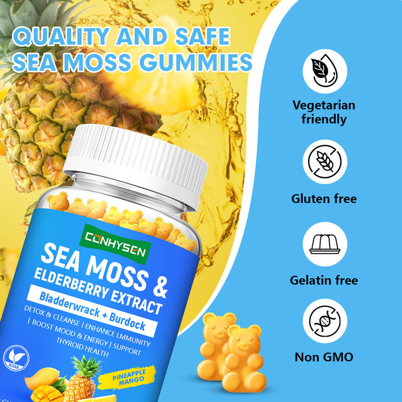 Sea Moss Gummies 8-In-1 Formula Premium Custom Tăng tâm trạng và nhà máy năng lượng