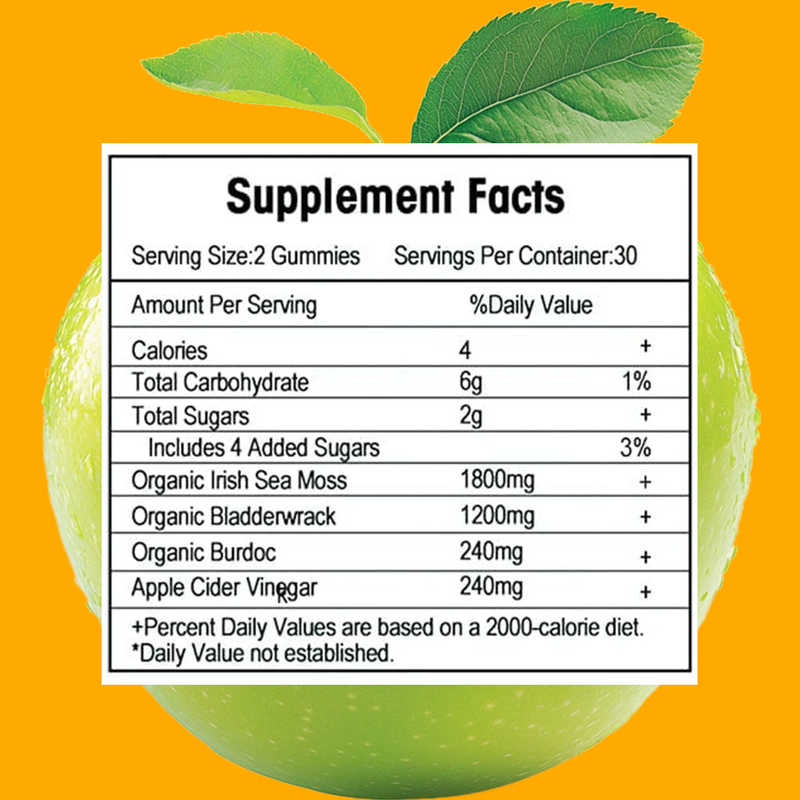 Kẹo dẻo Tảo biển hương vị Táo Detox và Làm sạch Thương hiệu Tùy chỉnh