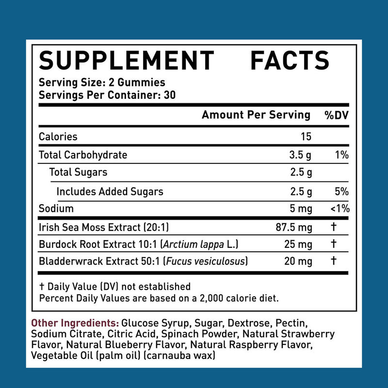 Nhà máy cung cấp Kẹo dẻo chiết xuất Tảo biển Irish hữu cơ để làm sạch và giải độc