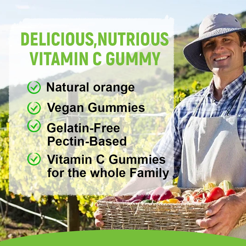 Vitamin C Gummies Natural Orange Flavor Factory bán buôn hỗ trợ năng lượng tim