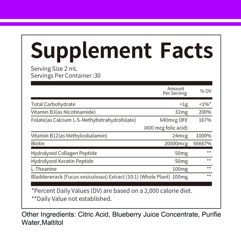 Giọt lỏng Biotin Complex hỗ trợ chăm sóc tóc, da, móng, sức khỏe, bán buôn, tùy chỉnh