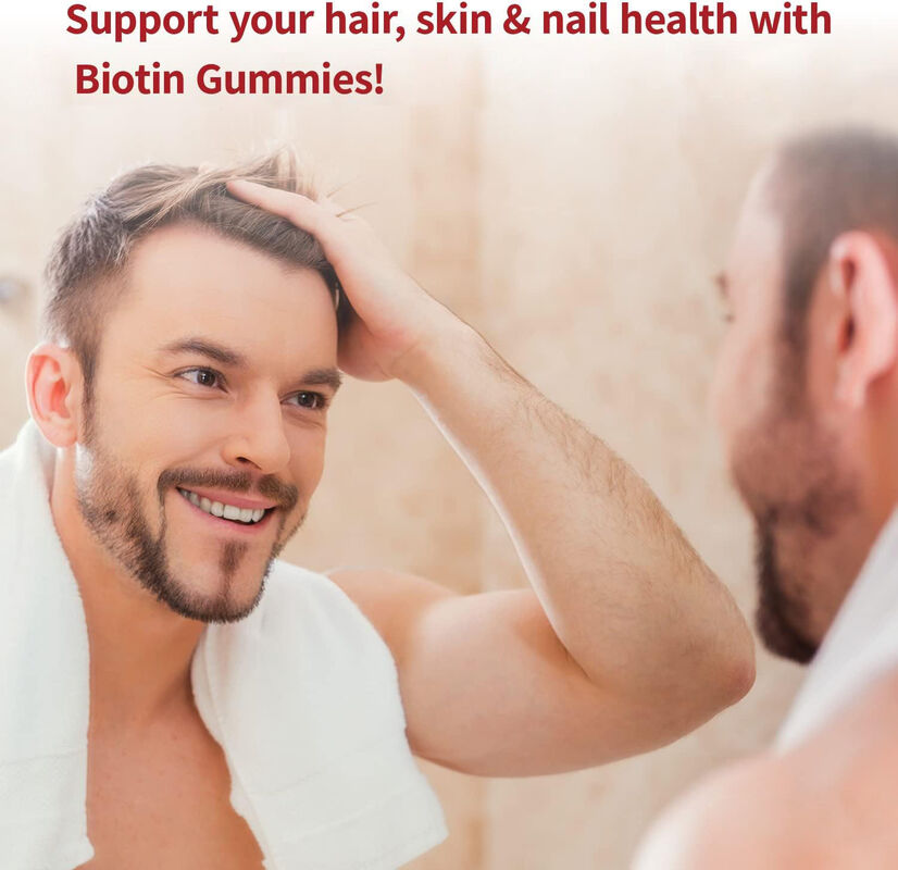 Kẹo dẻo Biotin thuần chay bán sỉ Vitamin & Khoáng chất phức hợp cho sức khỏe tóc, da, móng Tay, thúc đẩy sản xuất Keratin cho người lớn và thanh thiếu niên