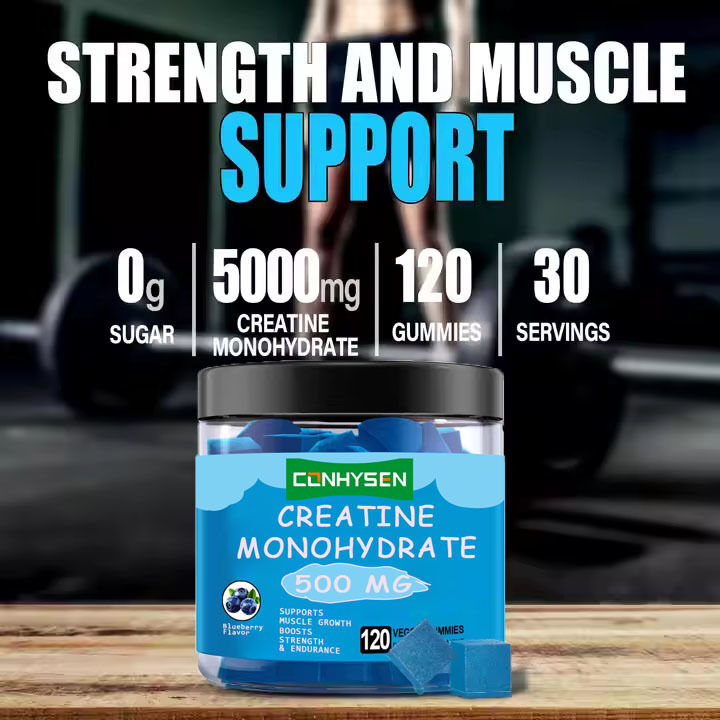 Kẹo dẻo Creatine Monohydrate Halal Nhãn Riêng Bổ sung Dinh dưỡng Thể thao cho Người lớn để Tăng Cường Sức mạnh và Khối lượng Cơ bắp