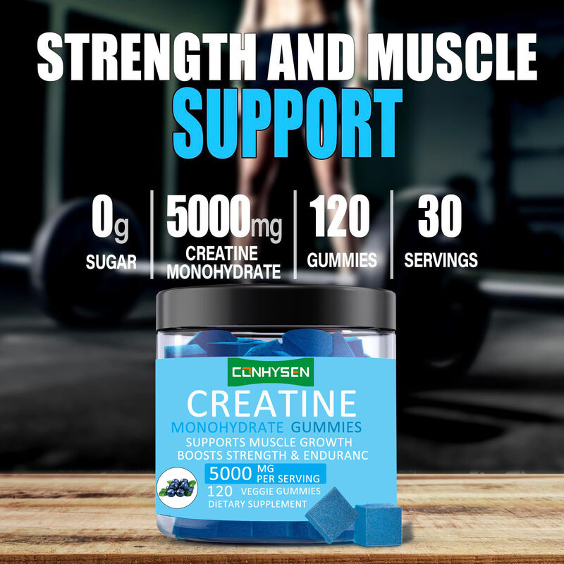 Thể thao tùy chỉnh trước khi tập luyện tăng trưởng cơ Creatine Monohydrate Gummies Tăng khối lượng cơ Creatine Gummy Supplement