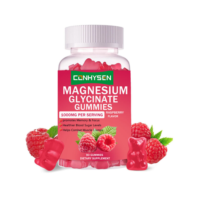 Bán chạy nhãn hiệu riêng Thực phẩm bổ sung Vitamin D thuần chay Cải thiện chất lượng giấc ngủ Kẹo dẻo Magnesium Glycinate