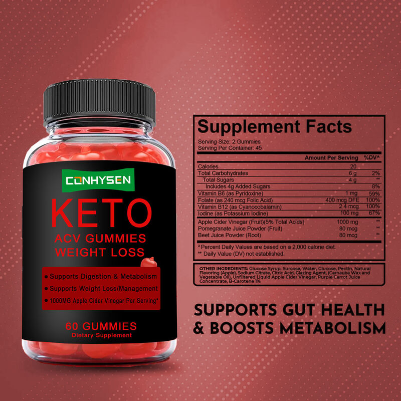 Kẹo giấm táo ACV Keto dành cho người lớn, bổ sung vitamin folate hỗ trợ sức khỏe đường ruột & tăng cường trao đổi chất