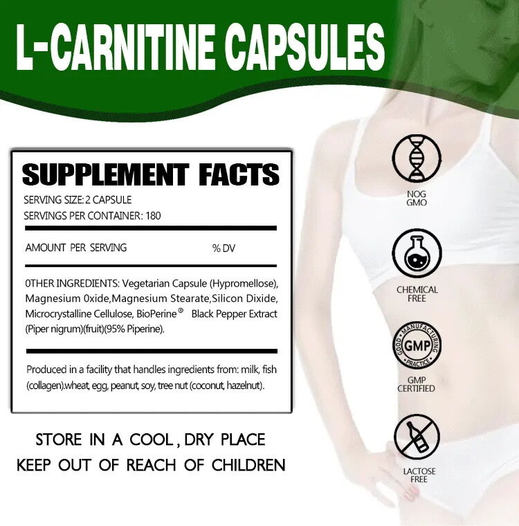 Nhãn riêng bổ sung chế độ ăn uống L-Carnitine Fumarate Lá sen giảm cân Giảm cân L-Carnitine viên nang chất xơ chế độ ăn uống