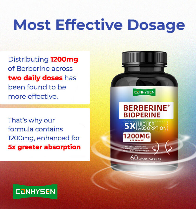 Viên nang chiết xuất rễ Hoàng Đằng chất lượng cao, Viên nang Berberine Bioperine hỗ trợ quản lý cân nặng lành mạnh, Chất xơ