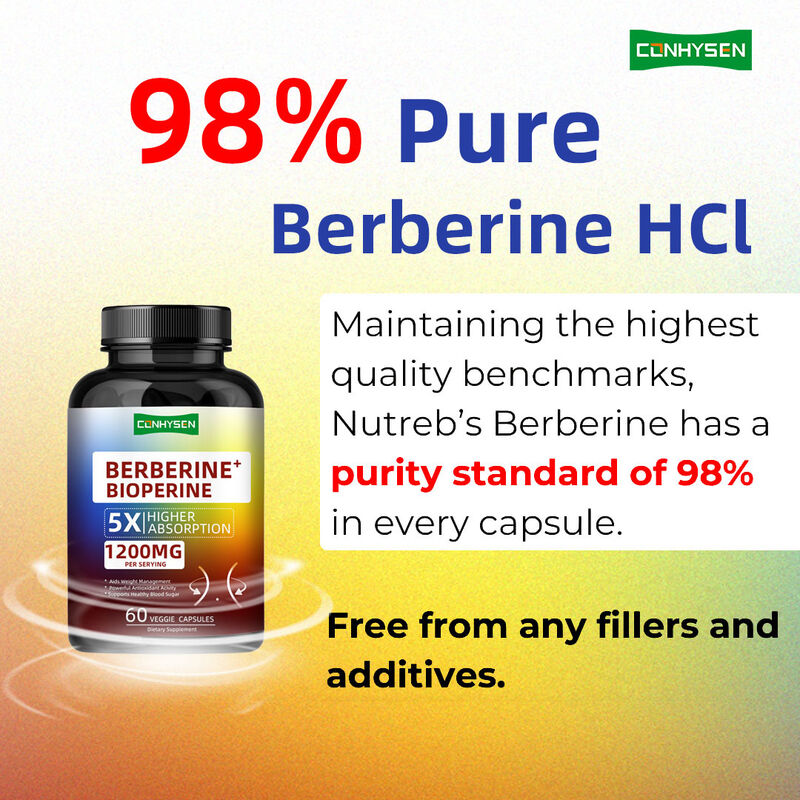Viên nang chiết xuất rễ Hoàng Đằng chất lượng cao, Viên nang Berberine Bioperine hỗ trợ quản lý cân nặng lành mạnh, Chất xơ