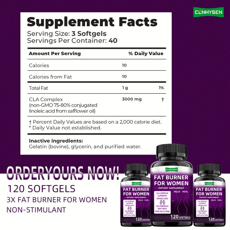 Viên nang đốt mỡ nhãn riêng CLA Complex Thực phẩm chức năng hỗ trợ cơ bắp cho phụ nữ Viên giảm cân Chất xơ