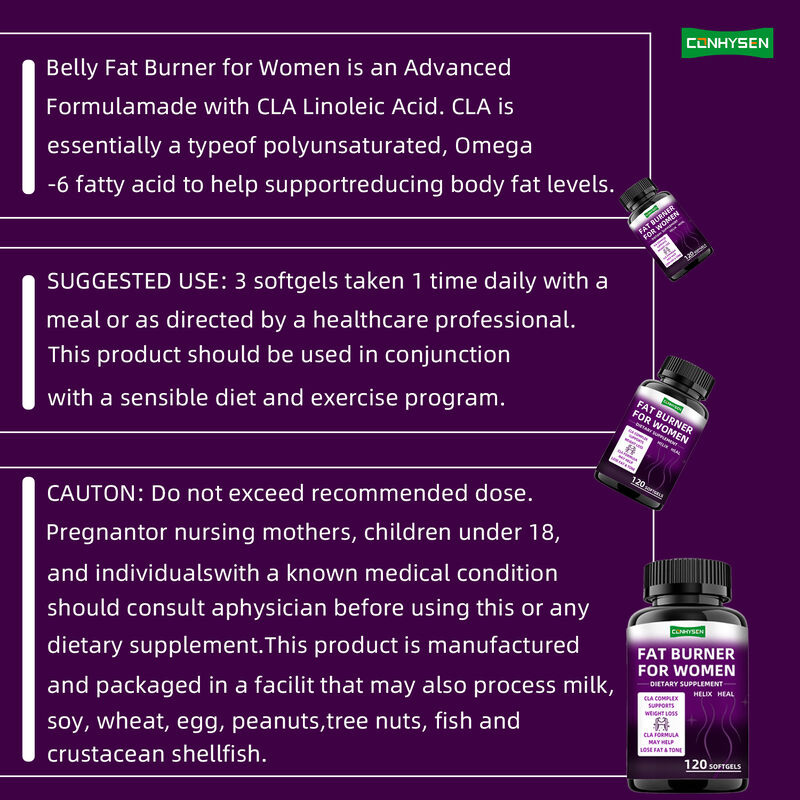 Viên nang đốt mỡ nhãn riêng CLA Complex Thực phẩm chức năng hỗ trợ cơ bắp cho phụ nữ Viên giảm cân Chất xơ